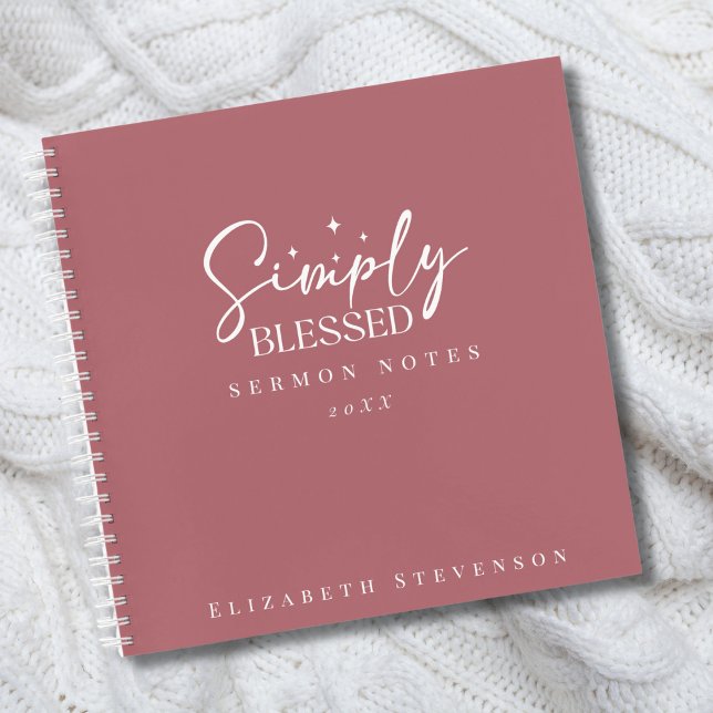 Carnet Notes de sermon Rose Poussiéreuse Simplement Bénie (Créateur téléchargé)