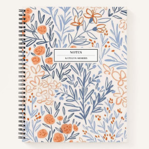 Carnet Notes de travail florales élégantes colorées jolie