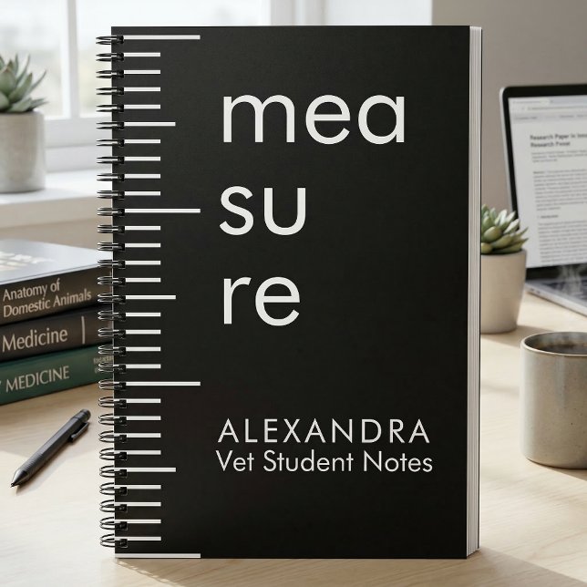 Carnet Notes d'étudiant vétérinaire modernes noir et blan (Créateur téléchargé)