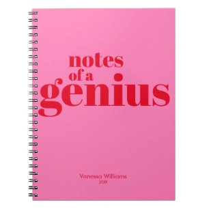 Carnet Notes d'un Genius Funny Modern Bold Rouge - Rose c