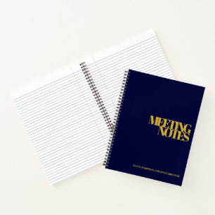 Carnet Notes d'une réunion d'affaires moderne Gold Navy B