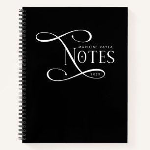 Carnet Notes Élégantes Modernes Personnalisées Noir Blanc