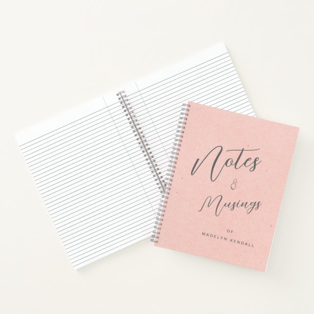 Carnet Notes et Musées Script Monogramme Peach Pink (Intérieur)