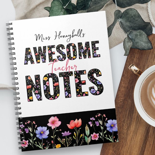 Carnet Notes Géniales Fleur Sauvage Personnalisée (Awesome Notes Notebook - editable for any profession - from my Teacher Gifts Collection)