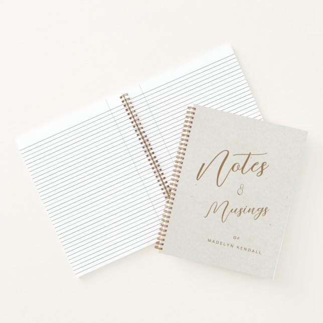 Carnet Notes & Musées Script moderne Monogramme ivoire (Intérieur)