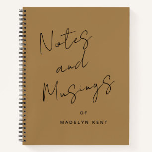 Carnet Notes & Musées Script moderne Or personnalisé