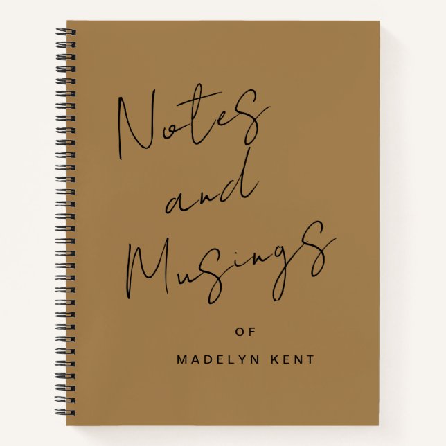 Carnet Notes & Musées Script moderne Or personnalisé (Devant)