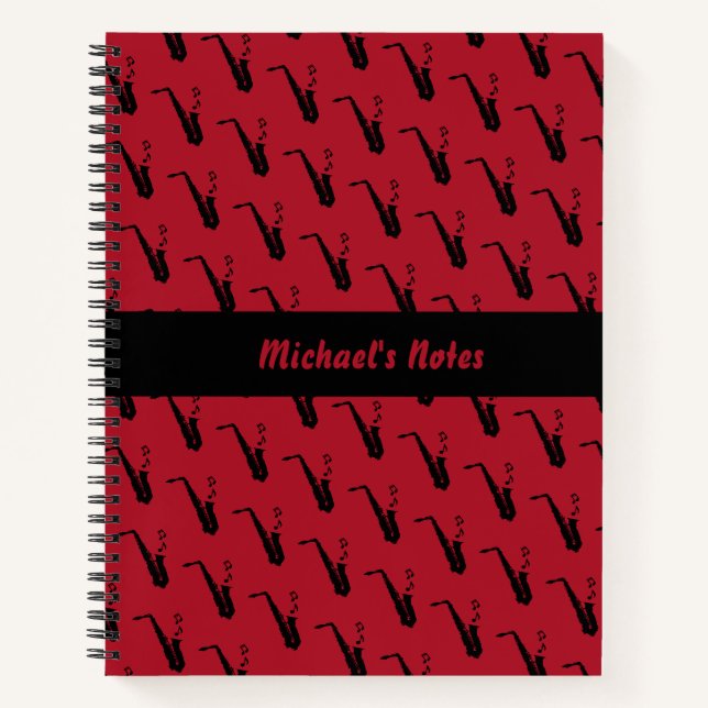 Carnet Notes musicales amusantes de saxophone Personnalis (Devant)