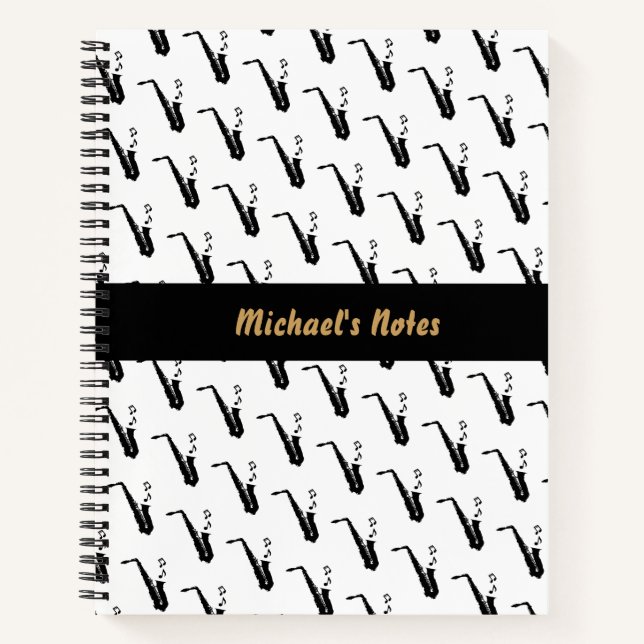 Carnet Notes musicales amusantes pour le saxophone Blanc  (Devant)