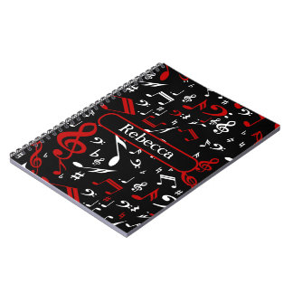 Carnet Notes musicales blanches et noires personnalisées