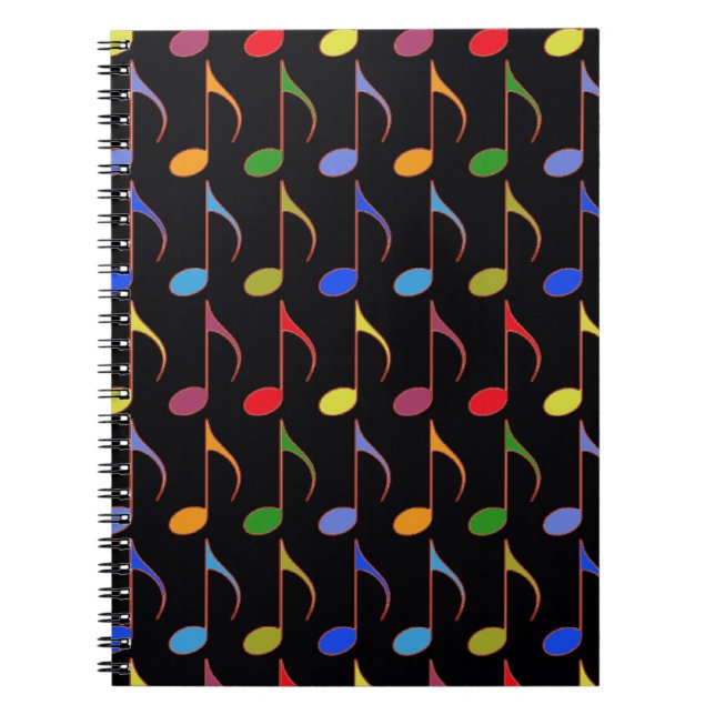 Carnet notes musicales colorées motif (Devant)