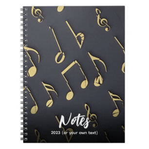 Carnet Notes musicales modernes Gold Black Music Lover Ab