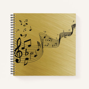 Carnet Notes musicales Or brossé