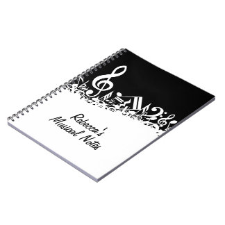 Carnet Notes musicales personnalisées blanches mélangées