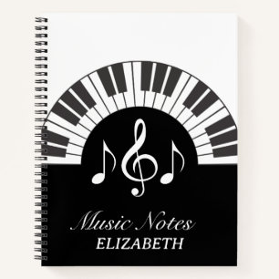 Carnet Notes musicales pour piano noir et blanc