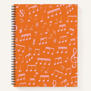 Carnet Notes musicales rose et orange du Motif
