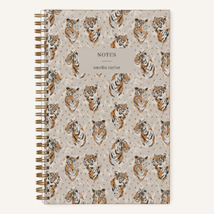 Carnet Notes Personnalisées avec Motif de Tigre Illustré