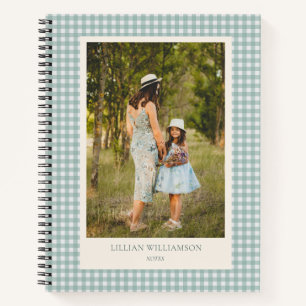 Carnet Notes personnalisées avec photo à carreaux vert sa