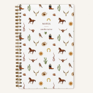Carnet Notes personnalisés de cowgirl western aquarelle