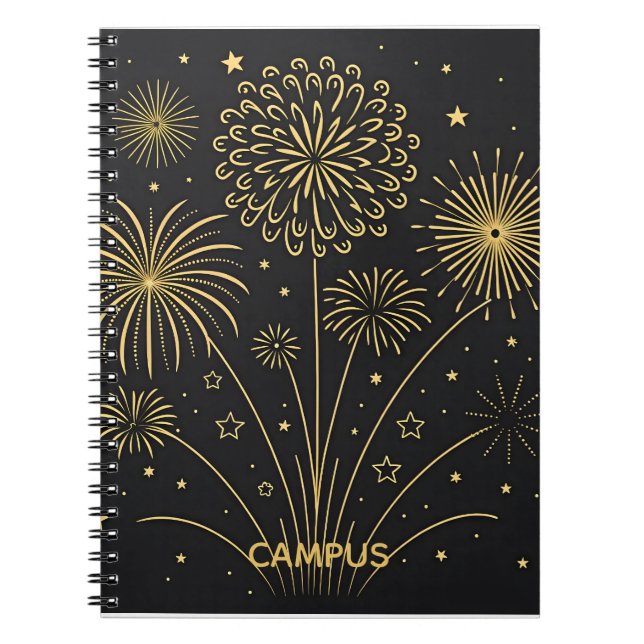 Carnet Notes Premium Midnight Gold Fireworks (Devant)