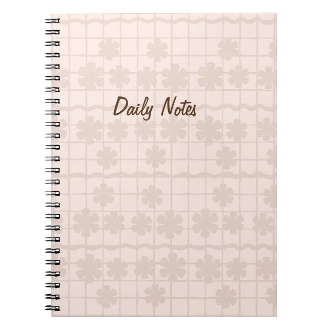Carnet Notes quotidiennes à grille florale (Devant)
