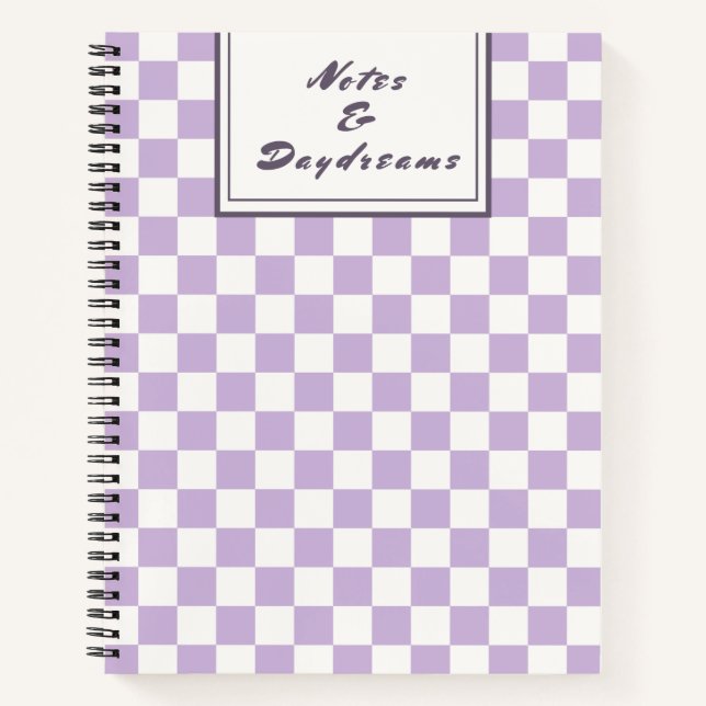 Carnet Notes & Rêveries | Damier Lavande Coquette (Devant)