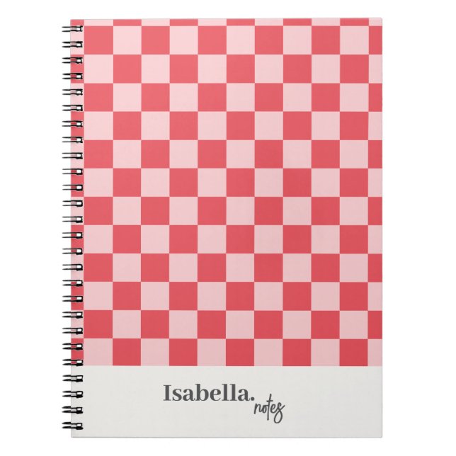 Carnet Notes rose à carreaux personnalisées (Devant)