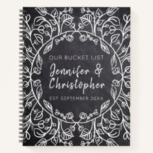 Carnet Notre liste de seaux Couple's Chalkboard Floral