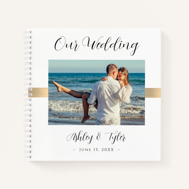 Carnet Notre Mariage, Noms de script noir, Date, Photo, O (Devant)