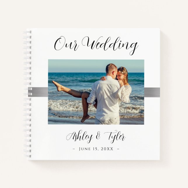 Carnet Notre Mariage, Noms de script noir, Date Photo Sil (Devant)