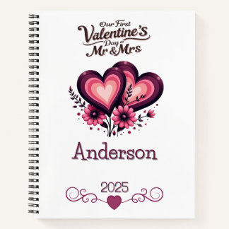 Carnet Notre premier Saint-Valentin personnalisé M. et Mm