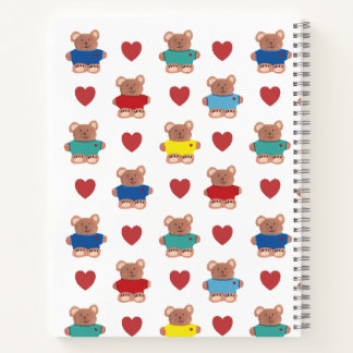 Carnet Nounours en T-shirts avec des cœurs