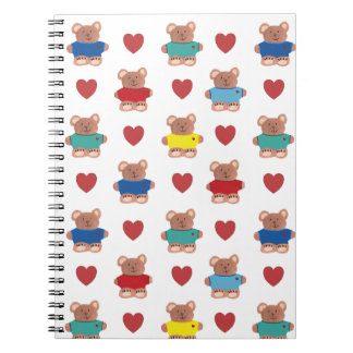 Carnet Nounours en T-shirts avec des cœurs