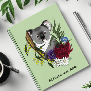 Carnet Nounours Koala Mignon Vert Flore Faune Australienn