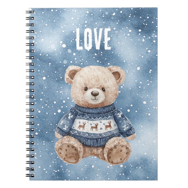 Carnet Nounours Teddy Bear Sweater Bleu Amour (Devant)