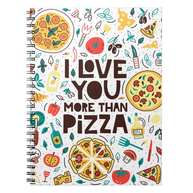 Carnet Nourriture italienne, écriture amour pizza. (Devant)