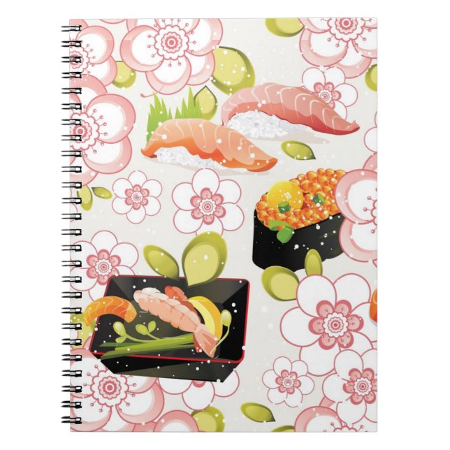 Carnet Nourriture japonaise : Motif 2 de sushi (Devant)