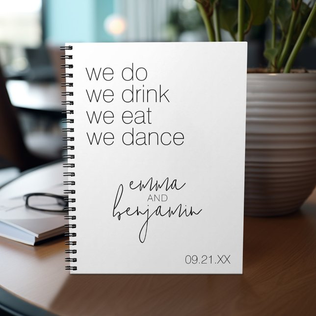 Carnet Nous Buvons Danser Manger - Mariage moderne (Personalized notebook with custom text - add your name and other options)