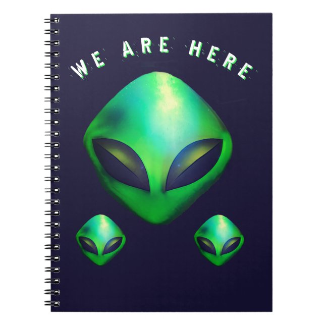 Carnet "Nous sommes ici" tête d'alien vert (Devant)