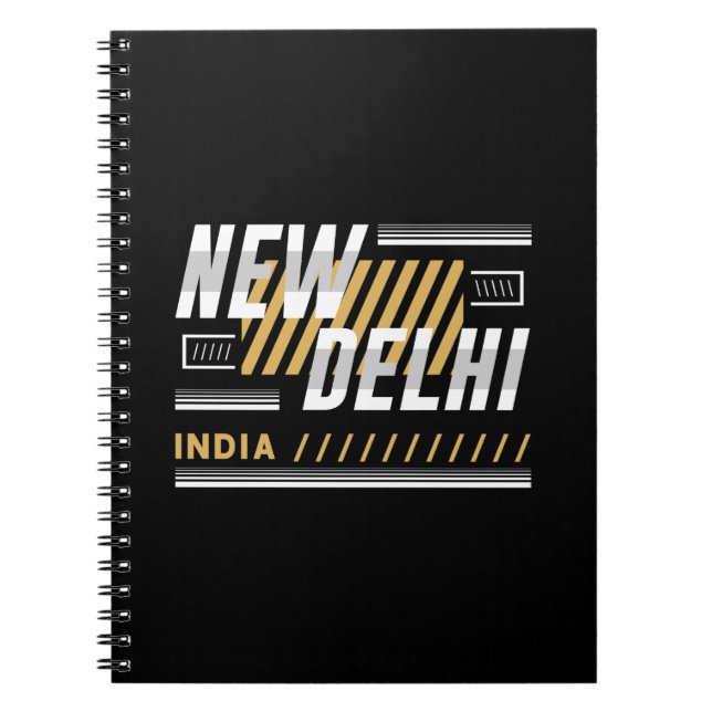 Carnet Nouveau Delhi Inde Typographie Moderne Conception  (Devant)