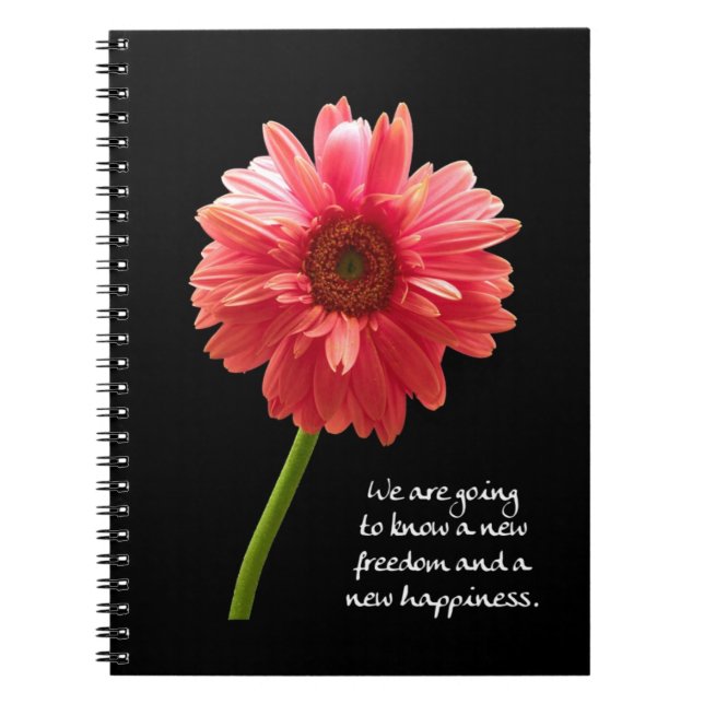 Carnet Nouvelle liberté Nouveau bonheur rose Gerbera Jour (Devant)