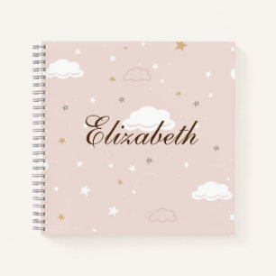 Carnet Nuage à motif rose doux