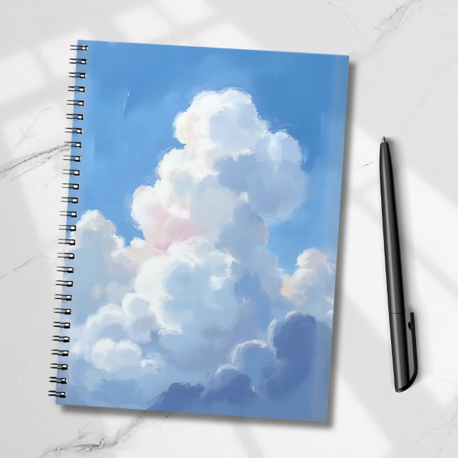 Carnet Nuages Blancs Beau Ciel Bleu Aquarelle (Créateur téléchargé)