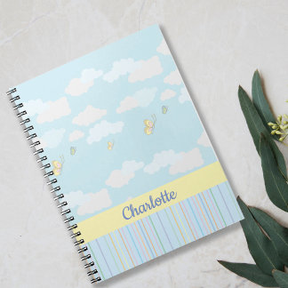 Carnet Nuages et papillons Pastel Personnalisé