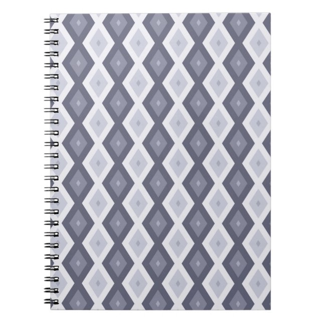 Carnet Nuances de bleu gris motif diamant (Devant)