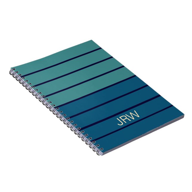 Carnet Nuances de bleu rétro pour la rentrée Monogramme R (Côté Droit)