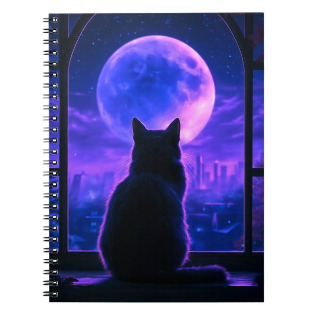 Carnet Nuit au Clair de Lune avec Chat Noir (Devant)