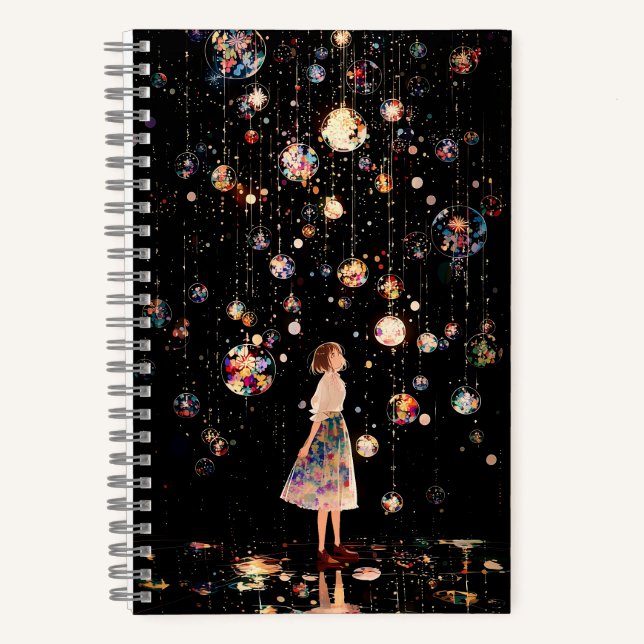 Carnet Nuit étoilée aux orbes lumineuses  (Recto)