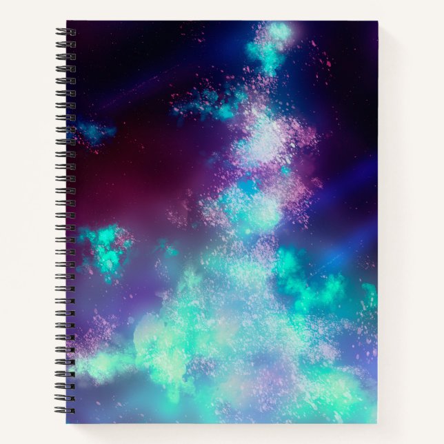 Carnet Nuit étoilée ciel minuit pourpre vert Voie lactée (Devant)