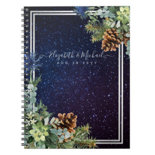 Carnet Nuit étoilée Eucalyptus bleu chardon hiverMariage